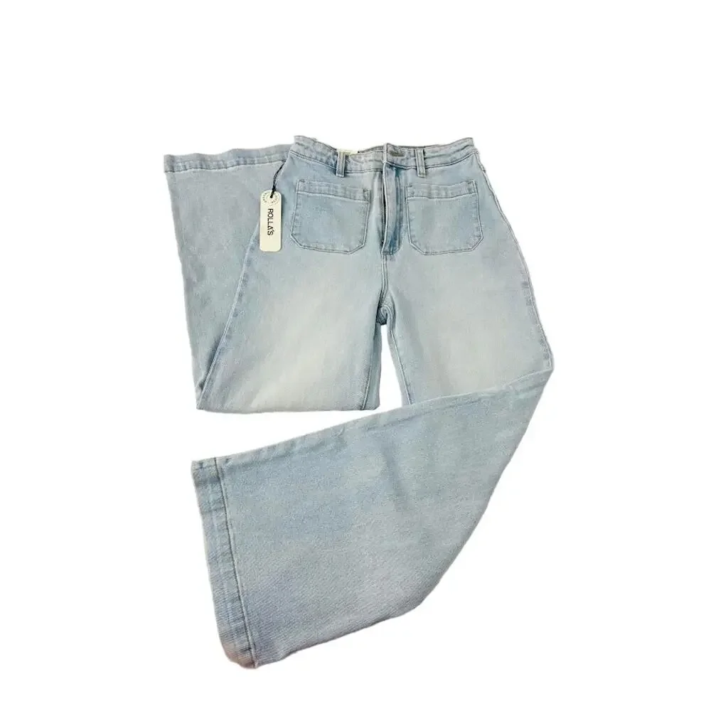 NWT! ROLLA'S WOMEN‎ Sailor Sophie Crop Wide Leg Jeans Light Blue SIZE-27 - Picture 7 of 12